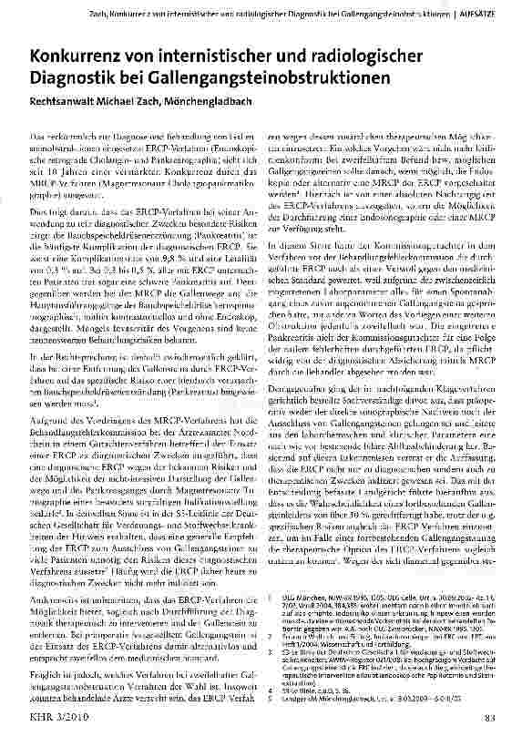 Vorschauseite 1: Konkurrenz von internistischer und radiologischer Diagnostik bei Gallengangsteinobstruktionen