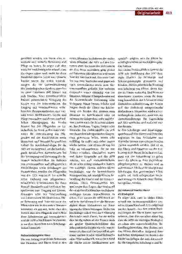 Vorschauseite 3: Ein Jahr Advanced Nursing Practice in der Kinderkardiologie - ein erster Rückblick