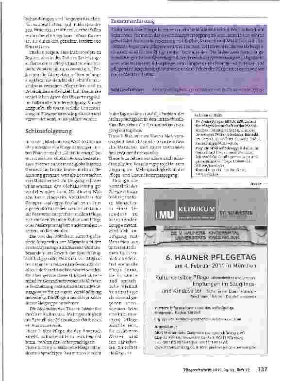 Vorschauseite 4: Mehrsprachigkeit und Pflege:Sprache als Voraussetzung für eine kultursensitive Pflege