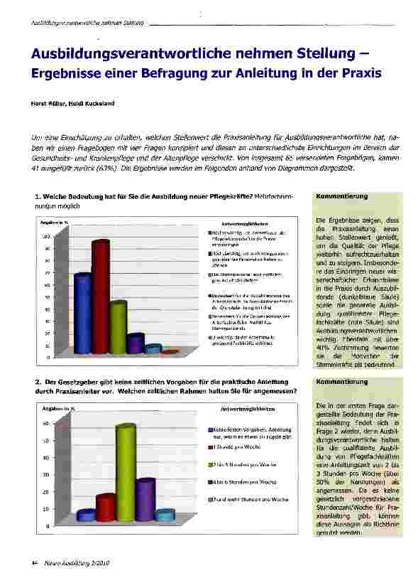 Vorschauseite 1: Ausbildungsverantwortliche nehmen Stellung -Ergebnisse einer Befragung zur Anleitung in der Praxis