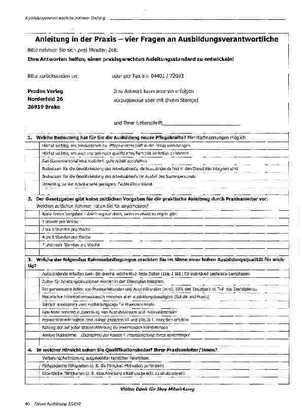 Vorschauseite 3: Ausbildungsverantwortliche nehmen Stellung -Ergebnisse einer Befragung zur Anleitung in der Praxis