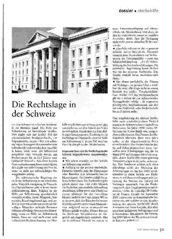 Vorschauseite 1: Die Rechtslage in der Schweiz