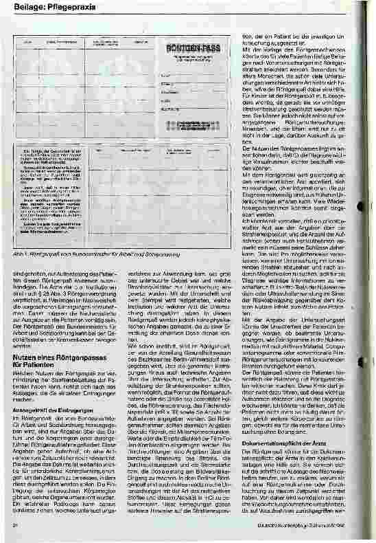 Vorschauseite 3: Die Aufzeichnungspflicht der Röntgenverordnung Kann durch den Röntgenpaß die Strahlenbelastung gesenkt werden?