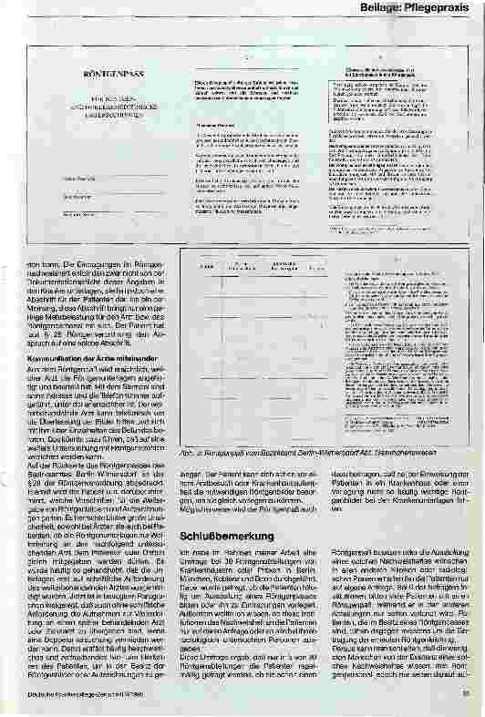 Vorschauseite 4: Die Aufzeichnungspflicht der Röntgenverordnung Kann durch den Röntgenpaß die Strahlenbelastung gesenkt werden?