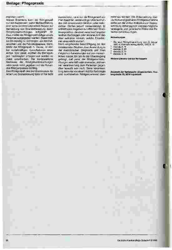 Vorschauseite 5: Die Aufzeichnungspflicht der Röntgenverordnung Kann durch den Röntgenpaß die Strahlenbelastung gesenkt werden?