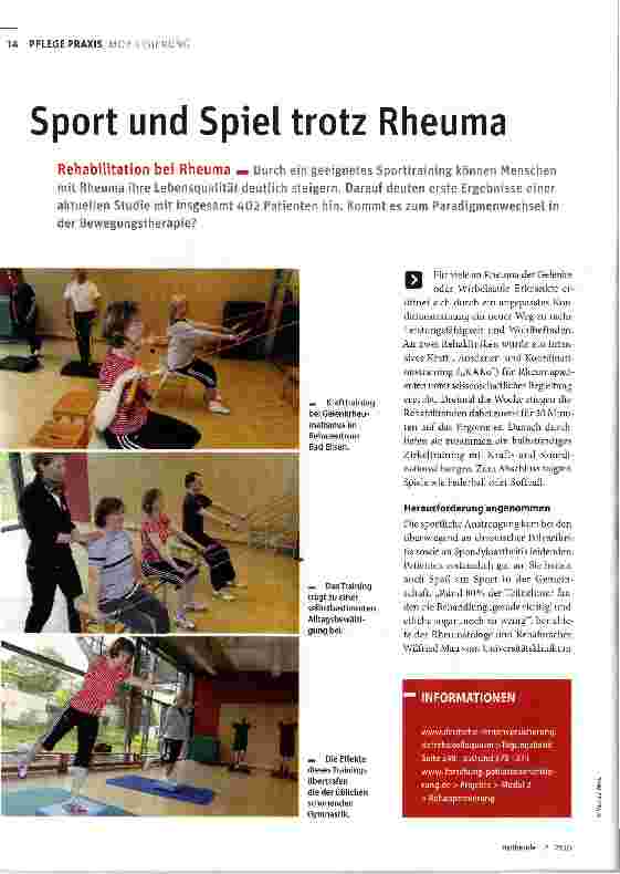 Vorschauseite 1: Sport und Spiel trotz Rheuma