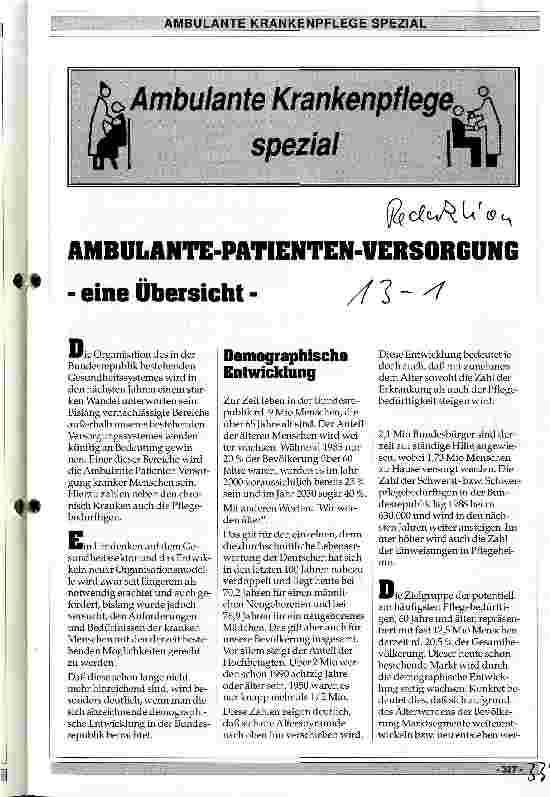 Vorschauseite 1: Ambulante-Patienten-Versorgung - eine Übersicht -
