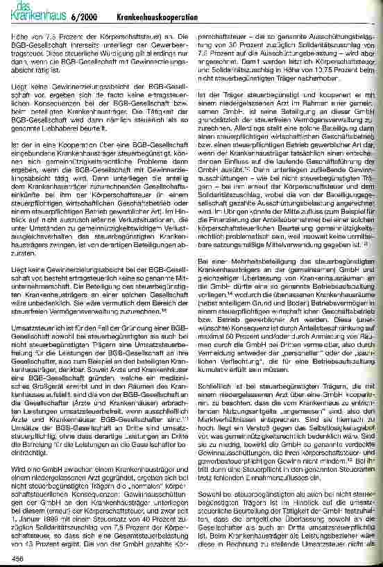 Vorschauseite 4: Umsatzsicherung und Kosteneinsparungen durch Krankenhauskooperationen Steuerliche Komponenten einer Kooperation