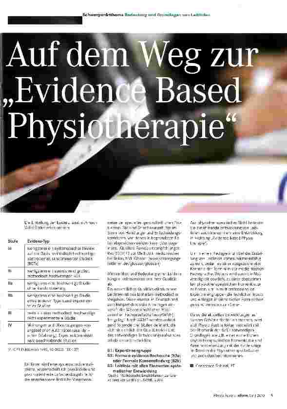 Vorschauseite 1: Auf dem Weg zur Evidence Based Physiotherapie