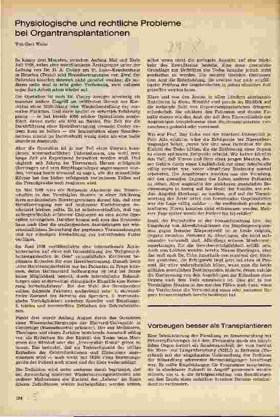 Vorschauseite 1: Physiologische und rechtliche Probleme bei Organtransplantationen