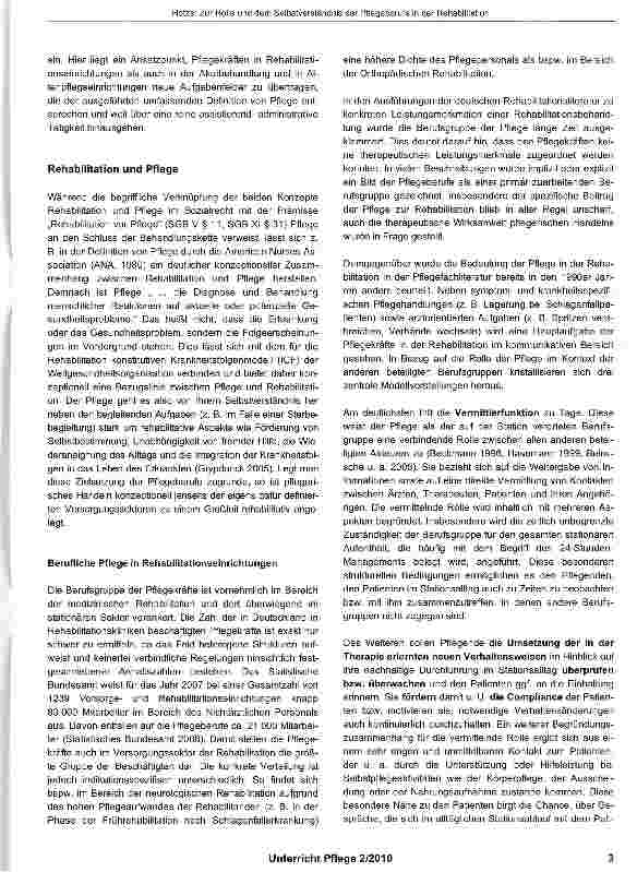 Vorschauseite 2: Zur Rolle und dem Selbstverständnis der Pflegeberufe in der Rehabilitation