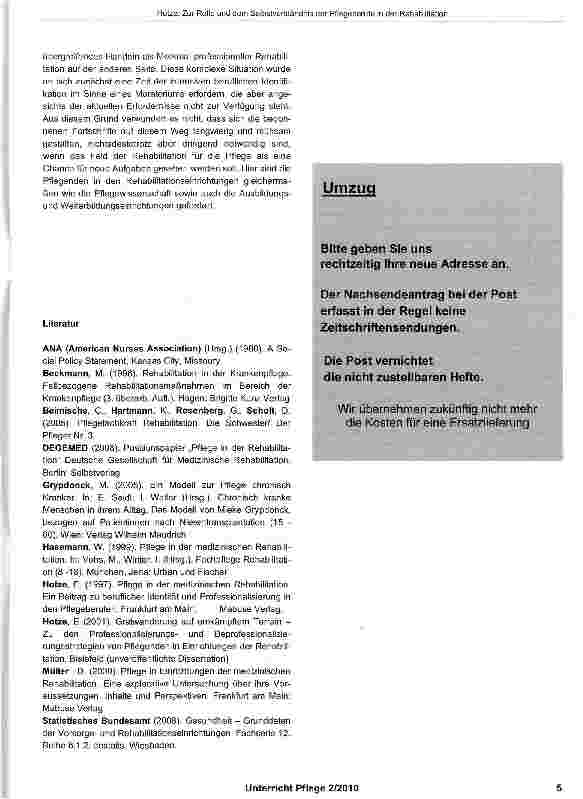 Vorschauseite 4: Zur Rolle und dem Selbstverständnis der Pflegeberufe in der Rehabilitation