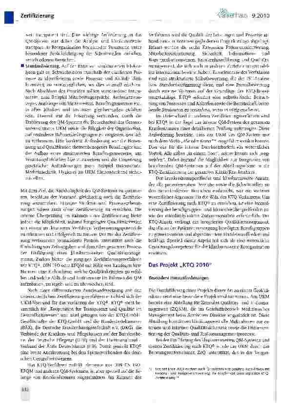 Vorschauseite 2: Qualitätsmanagement als zentraler Baustein eines erfolgreichen Veränderungsmanagements am Universitätsklinikum Münster