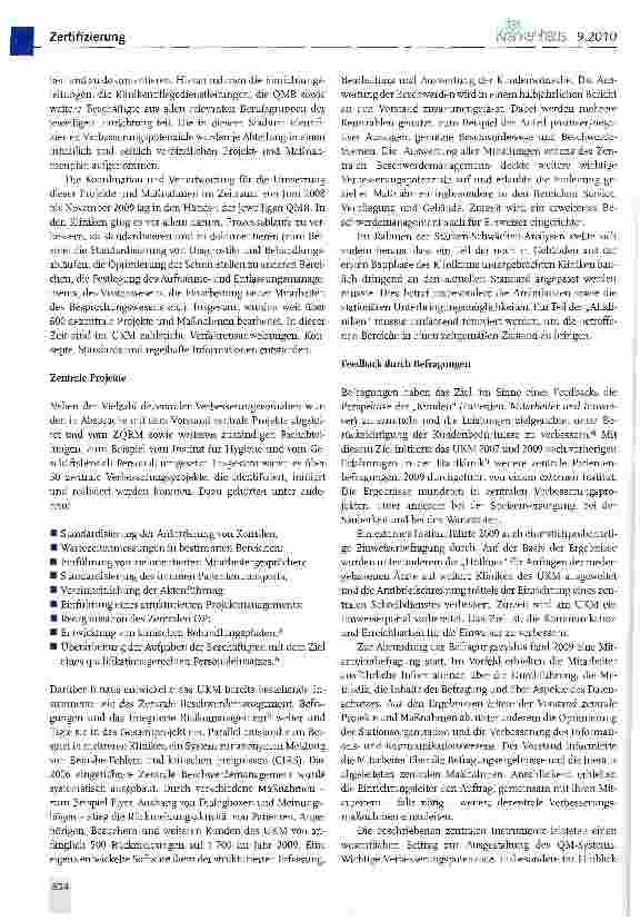 Vorschauseite 4: Qualitätsmanagement als zentraler Baustein eines erfolgreichen Veränderungsmanagements am Universitätsklinikum Münster