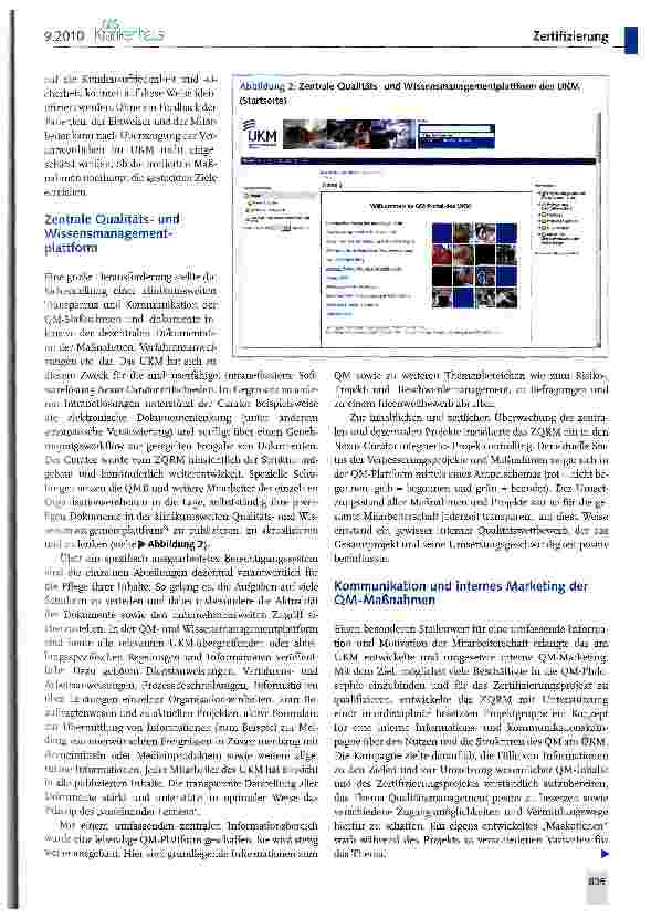 Vorschauseite 5: Qualitätsmanagement als zentraler Baustein eines erfolgreichen Veränderungsmanagements am Universitätsklinikum Münster