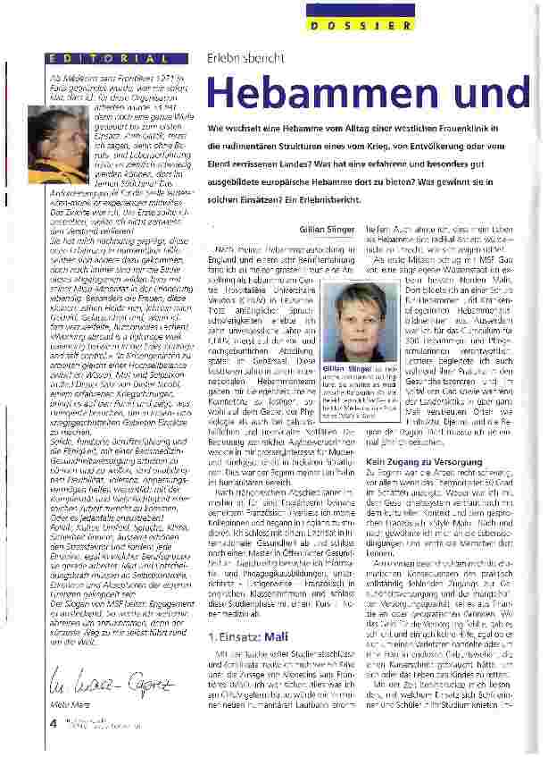 Vorschauseite 1: Hebammen und humanitäre Hilfe