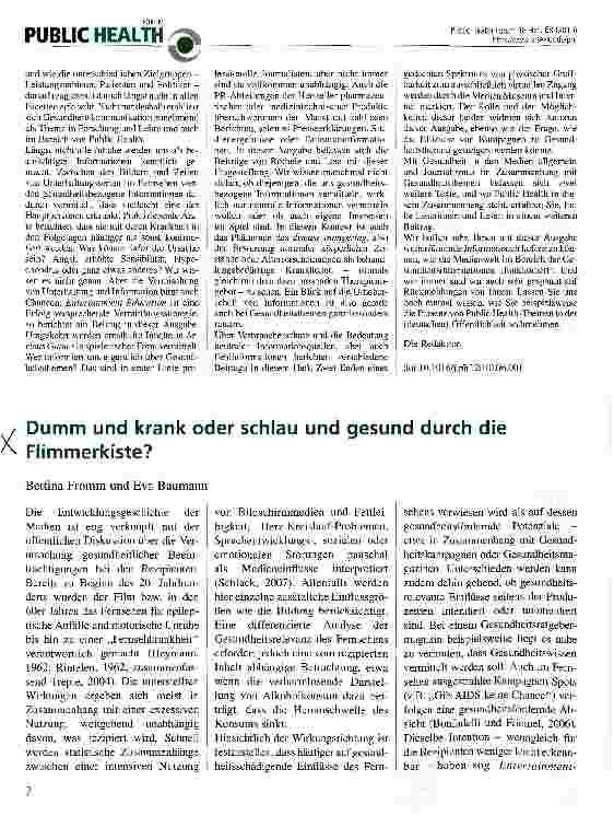 Vorschauseite 1: Dumm und krank oder schlau und gesund durch die Flimmerkiste?