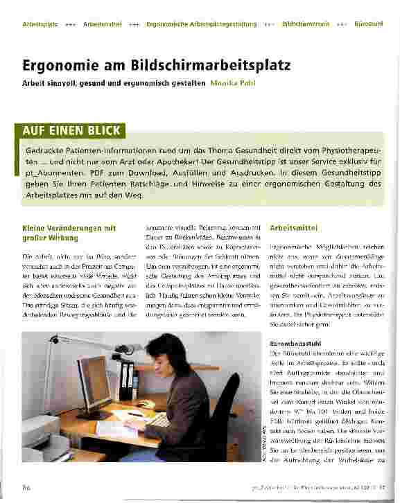 Vorschauseite 1: Ergonomie am Bildschirmarbeitsplatz