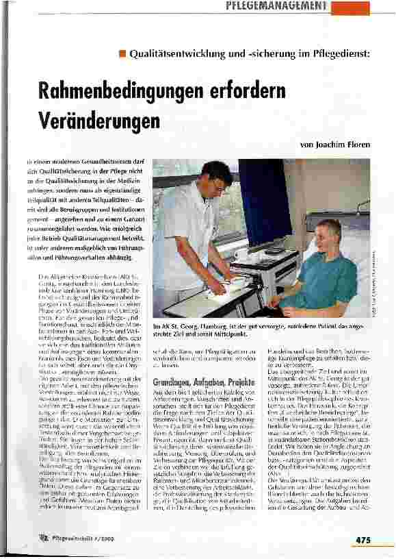 Vorschauseite 1: Rahmenbedingungen erfordern Veränderungen Qualitätsentwicklung und -sicherung im Pflegedienst