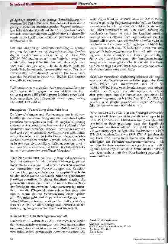 Vorschauseite 2: Gebrauch einer benutzten Spritze Risiko-Management in der Pflege