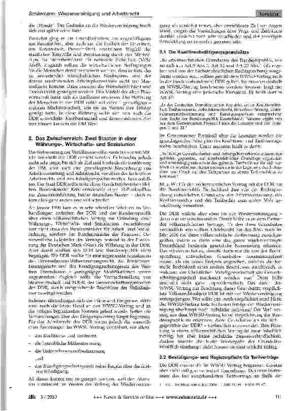 Vorschauseite 2: Wiedervereinigung und Arbeitsrecht