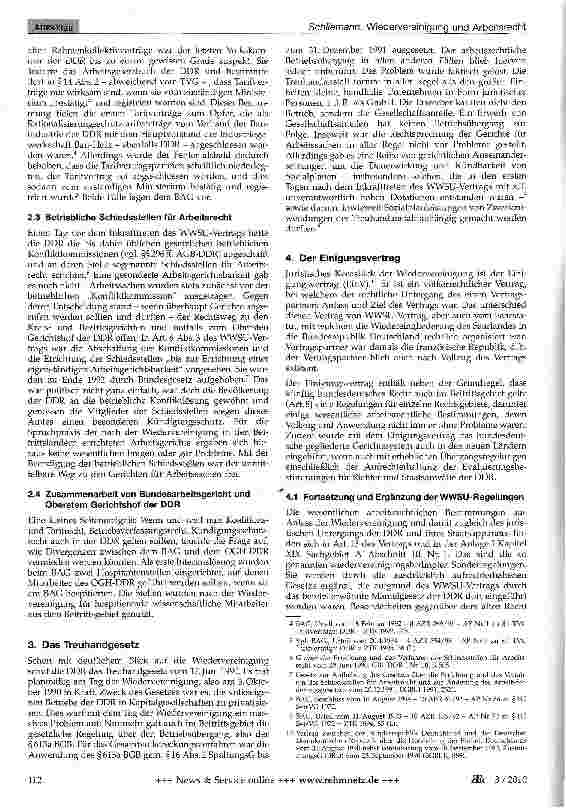 Vorschauseite 3: Wiedervereinigung und Arbeitsrecht