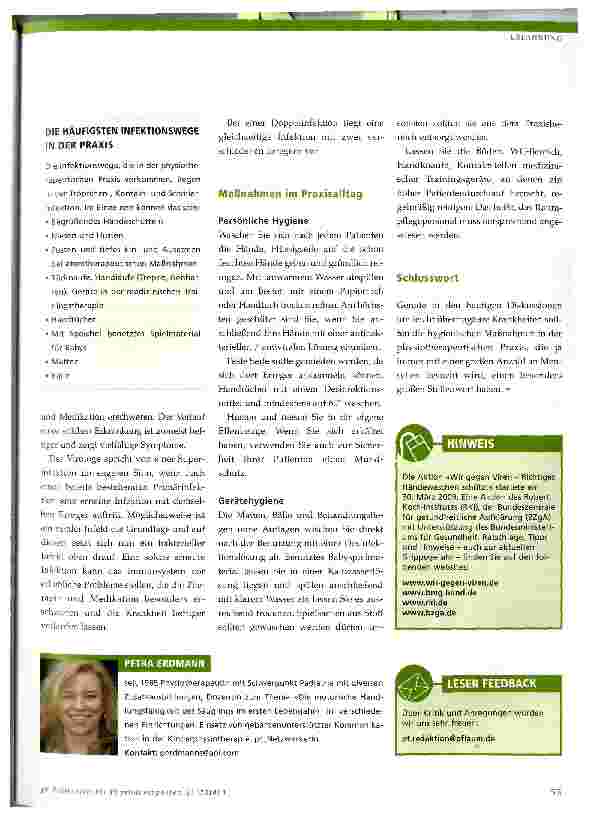 Vorschauseite 3: Hygiene in der physiotherapeutischen Praxis