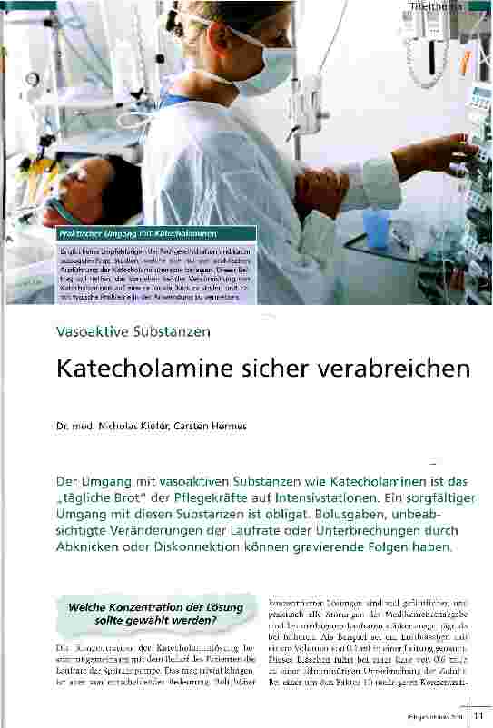 Vorschauseite 1: Katecholamine sicher verabreichen