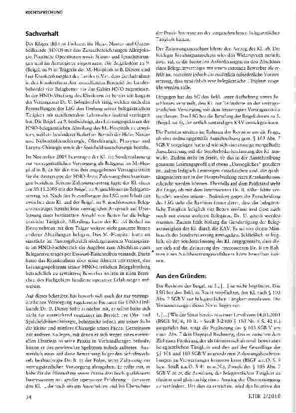 Vorschauseite 3: Die Voraussetzungen der Sonderzulassung als Belegarzt