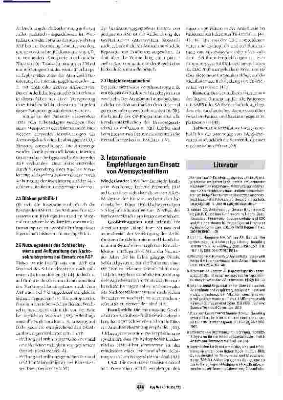 Vorschauseite 6: Infektionsprävention bei der Narkosebeatmung durch Einsatz von Atemsystemfiltern (ASF)