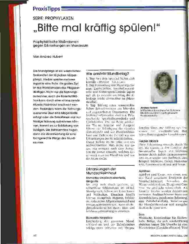 Vorschauseite 1: Bitte mal kräftig spülen! Prophylaktische Maßnahmen gegen Erkrankungen im Mundraum