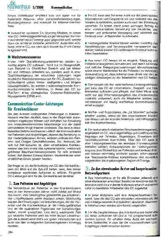 Vorschauseite 3: Krankenhaus-Communication-Center