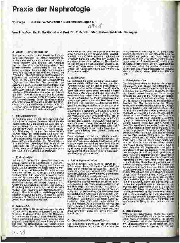 Vorschauseite 1: Praxis der Nephrologie 13. Folge: Diät bei verschiedenen Nierenerkrankungen (2)