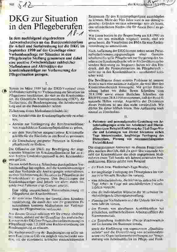 Vorschauseite 1: DKG zur Situation in den Pflegeberufen