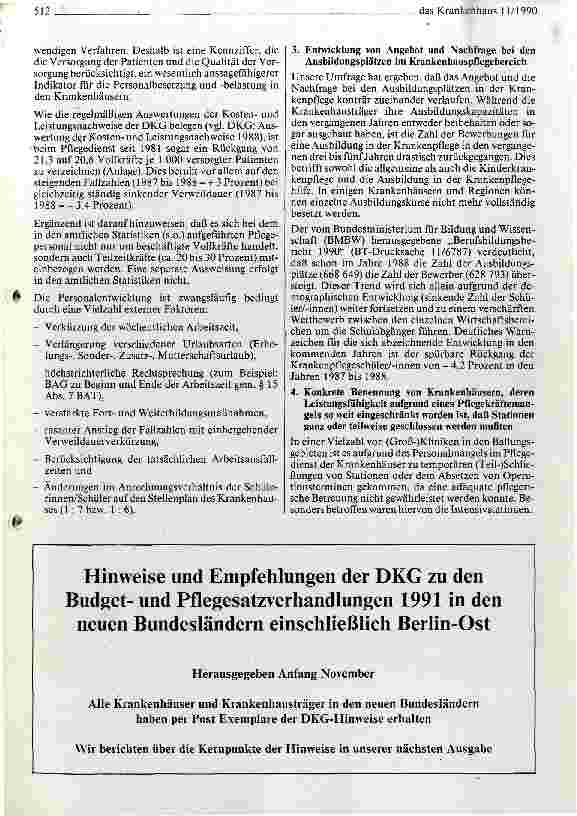 Vorschauseite 5: DKG zur Situation in den Pflegeberufen