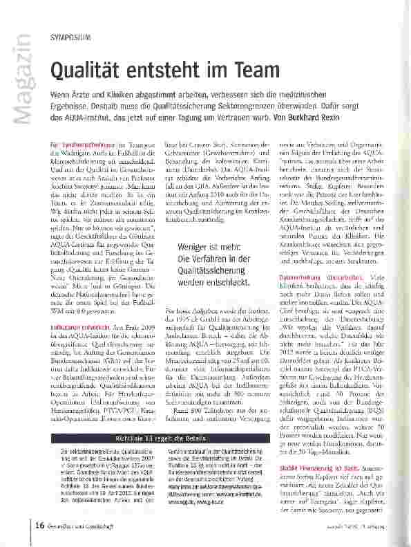 Vorschauseite 1: Qualität entsteht im Team