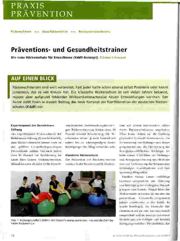 Vorschauseite 1: Präventionsund Gesundheitstrainer