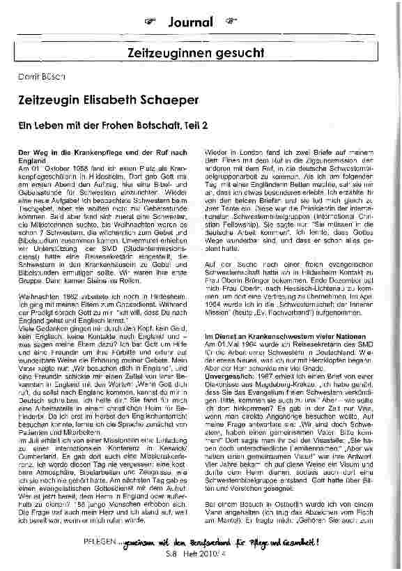 Vorschauseite 1: Zeitzeugin Elisabeth SchaeperEin Leben mit der Frohen Botschaft, Teil 2