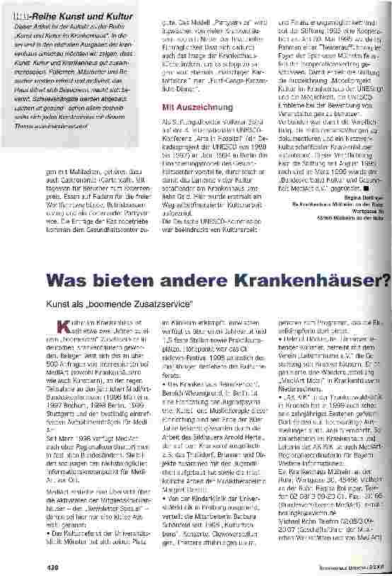 Vorschauseite 5: Eine Dosis Fröhlihckeit Kultur im Krankenhaus - wichtiges Marketinginstrument