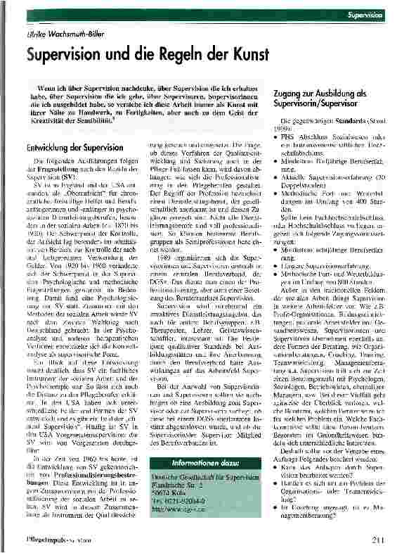 Vorschauseite 1: Supervision und die Regeln der Kunst