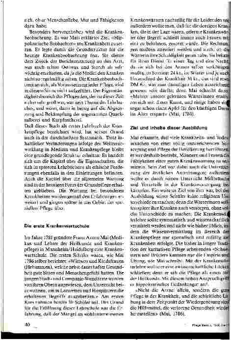Vorschauseite 4: Die Anfänge der Krankenpflegeausbildung, dargestellt an der Krankenwartschule Franz Anton Mais und den ersten Lehrbüchern. ..