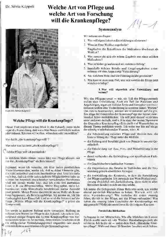 Vorschauseite 1: Welche Art von Pflege und welche Art von Forschung will die Krankenpflege?