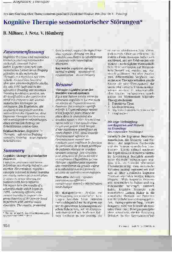 Vorschauseite 1: Kognitive Therapie sensomotorischer Störungen