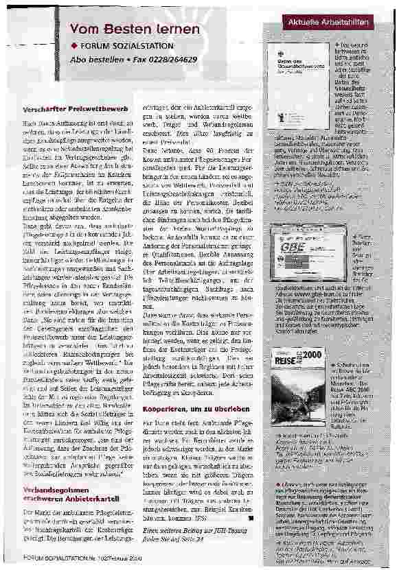 Vorschauseite 2: Kartelle bilden, kooperieren und fusionieren JUH-Tagung zur Zukunft ambulanter Pflegedienste
