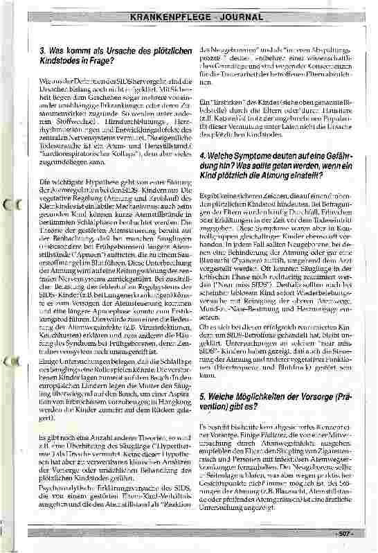 Vorschauseite 2: Ursachen, Klinik und mögliche Prophylaxe beim plötzlichen Kindstod (SIDS)