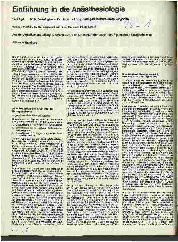 Vorschauseite 1: Einführung in die Anästhesie 18. Folge:
