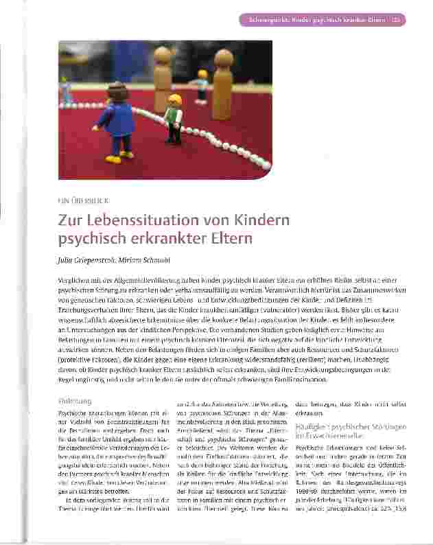 Vorschauseite 1: Zur Lebenssituation von Kindern psychisch erkrankter Eltern