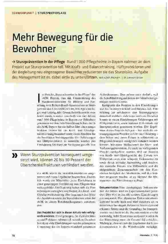 Vorschauseite 1: Mehr Bewegung für die Bewohner