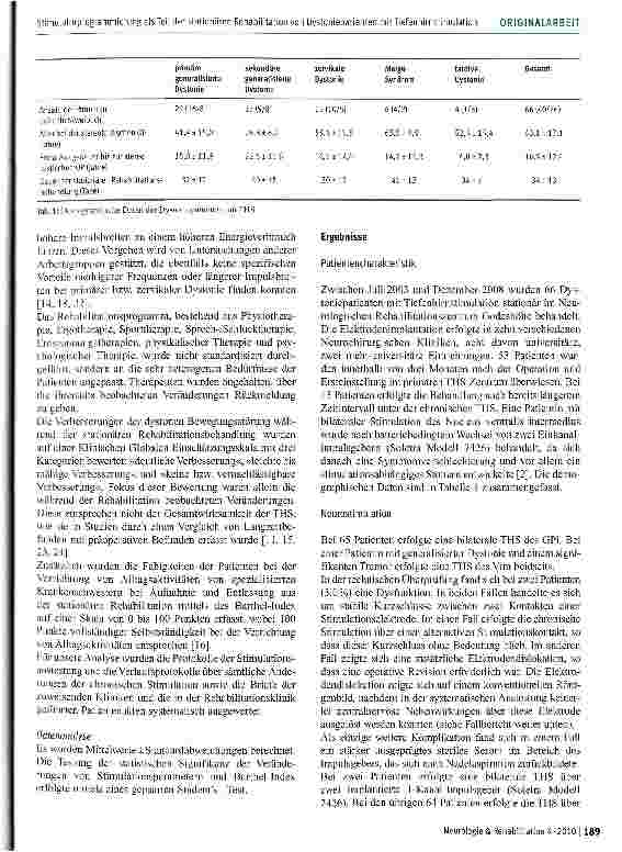 Vorschauseite 4: Stimulatorprogrammierung als Teil der stationären Rehabilitation von Dystoniepatienten mit Tiefenhirnstimulation