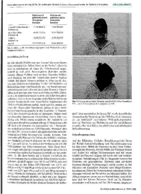 Vorschauseite 6: Stimulatorprogrammierung als Teil der stationären Rehabilitation von Dystoniepatienten mit Tiefenhirnstimulation